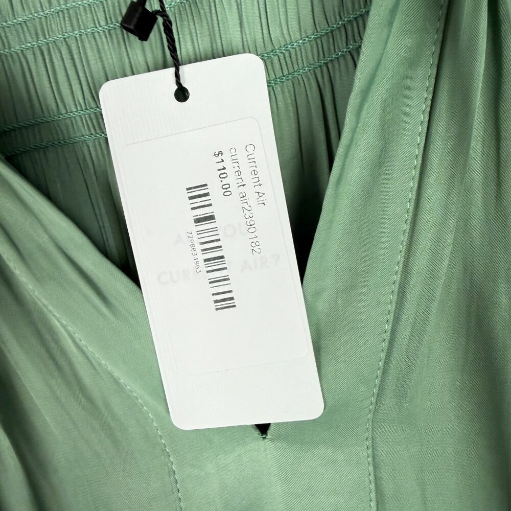 NWT Current Air Gaia Smocked Mini Dress Elbow Sleeve Green Size Medium M NEW - Picture 6 of 11